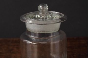 アンティーク雑貨　レトロ雑貨　アンティークボトル　小さな蓋付きガラス瓶5個セット(ガラスビン)(R-039454)