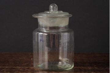 アンティーク雑貨　レトロ雑貨　アンティークボトル　小さな蓋付きガラス瓶5個セット(ガラスビン)(R-039455)