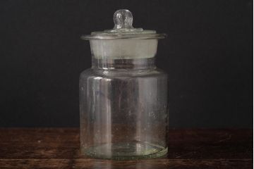 アンティーク雑貨　レトロ雑貨　アンティークボトル　小さな蓋付きガラス瓶5個セット(ガラスビン)(R-039457)