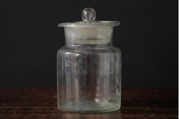 アンティーク雑貨　レトロ雑貨　アンティークボトル　小さな蓋付きガラス瓶5個セット(ガラスビン)(R-039458)