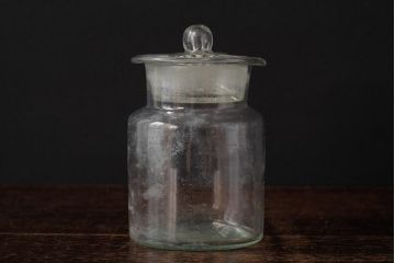 アンティーク雑貨　レトロ雑貨　アンティークボトル　小さな蓋付きガラス瓶5個セット(ガラスビン)(R-039458)