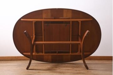ヴィンテージ家具　G-PLAN(ジープラン) 北欧家具　チーク材　やさしく穏やかなオーバル型のエクステンションテーブル(ダイニングテーブル、ビンテージ)(R-039462)