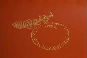 アンティーク雑貨　和製アンティーク　漆器　迫力ある海老の図柄が描かれた木製椀5客セット(和食器)(R-039465)