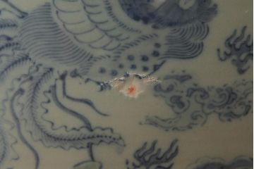 アンティーク雑貨　大正昭和初期　龍と鳳凰の図が大胆に描かれた瀬戸火鉢(鉢カバー)(R-039477)
