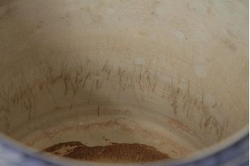 アンティーク雑貨　大正昭和初期　タイルのような図柄がすてきな瀬戸火鉢(鉢カバー)(R-039479)