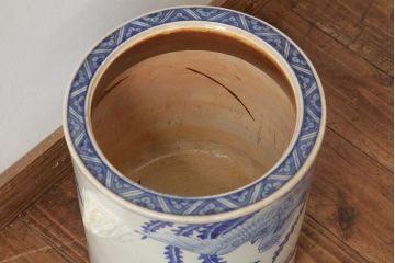 アンティーク雑貨　大正昭和初期　鳳凰の図が迫力のある瀬戸火鉢(鉢カバー)(R-039481)