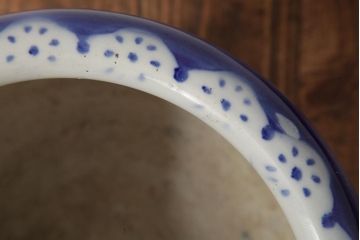 アンティーク雑貨　和製アンティーク　上品な牡丹の図が映える瀬戸火鉢(鉢カバー)(R-039483)