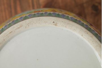 アンティーク雑貨　花々の図が鮮やかな十錦手火鉢(瀬戸火鉢)(R-039484)