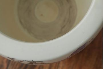 アンティーク雑貨　和製アンティーク　柿図　淡い色味が優しい雰囲気醸し出す瀬戸火鉢(鉢カバー)(R-039486)