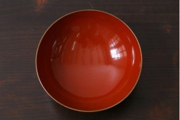 アンティーク雑貨　和製アンティーク　松・鶴図柄　縁起物の蒔絵が美しい木製椀5客セット(漆器、和食器)(R-039488)