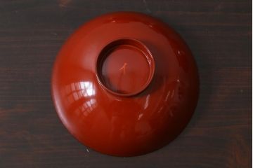 アンティーク雑貨　和製アンティーク　松・鶴図柄　縁起物の蒔絵が美しい木製椀5客セット(漆器、和食器)(R-039490)