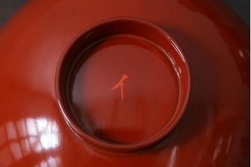 アンティーク雑貨　和製アンティーク　松・鶴図柄　縁起物の蒔絵が美しい木製椀5客セット(漆器、和食器)(R-039490)