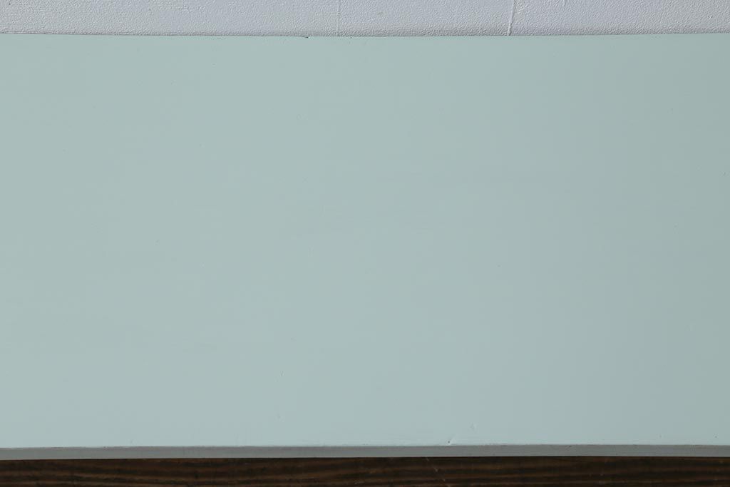 ビンテージ家具　当店ペイント　昭和初期　ミントグリーン　ペイントカラーが爽やかなベンチ(椅子、板座チェア、飾り棚)(R-039493)