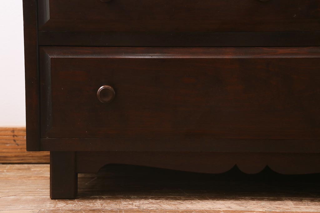 中古　リメイク家具　北海道民芸家具　上質な作りが魅力のサイドキャビネット(リビングボード、引き出し、チェスト、テレビ台)(R-039494)