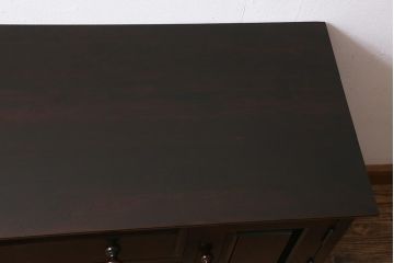 中古　リメイク家具　北海道民芸家具　上質な作りが魅力のサイドキャビネット(リビングボード、引き出し、チェスト、テレビ台)(R-039494)