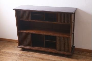 中古　九州民芸家具　シックでモダンなデザインのサイドボード(収納棚、食器棚、茶棚)(R-039497)