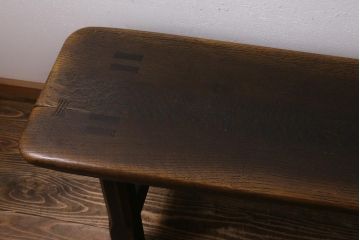 中古　飛騨産業　キツツキ　プロヴィンシャル　素朴な風合いが温かみのあるトリッスルベンチ(板座チェア、ダイニングベンチ、飾り台)(R-039505)