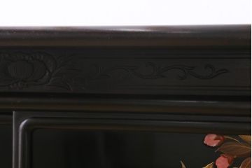 アンティーク家具　和製アンティーク　在銘　静竹斎　唐木　花鳥図柄　螺鈿と蒔絵の装飾が上品な茶棚(飾り棚、収納棚)(R-039508)