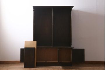 ヴィンテージ家具　神戸家具　永田良介商店　落ち着いた色味が素敵な気品漂う本棚(収納棚、飾り棚、カップボード、ビンテージ)(R-039509)