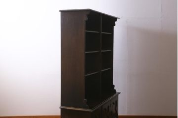 ヴィンテージ家具　神戸家具　永田良介商店　落ち着いた色味が素敵な気品漂う本棚(収納棚、飾り棚、カップボード、ビンテージ)(R-039509)