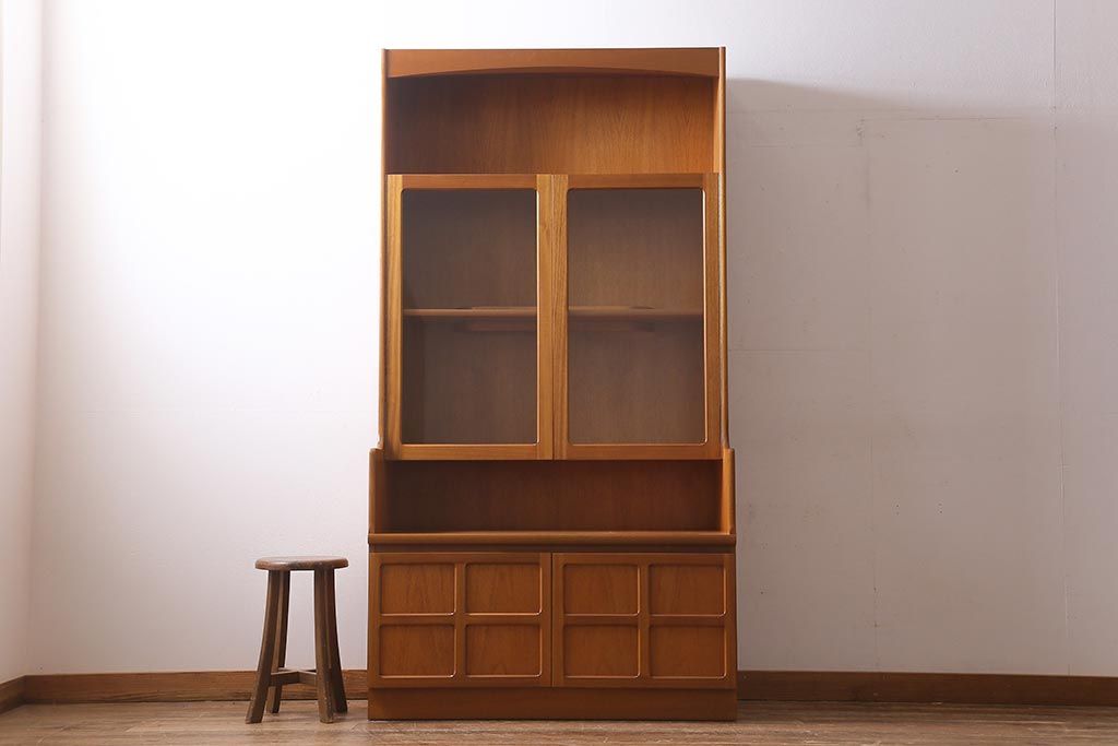 ユニットキャビネット ネイサン ガラス戸 イギリス チーク 完成品