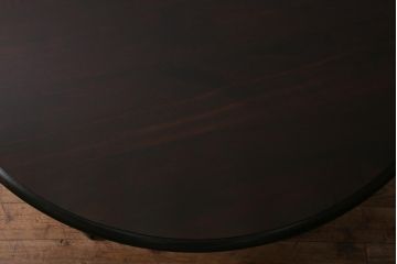 中古　北海道民芸家具　モダンでシックな佇まいの円形テーブル(サイドテーブル、カフェテーブル)(R-039511)