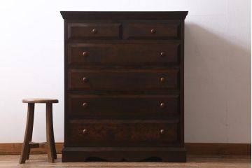 ビンテージ家具　松本民芸家具　シンプルな中に上品さがある#46型ベビータンス(チェスト、引き出し)(定価約30万円)(R-039513)