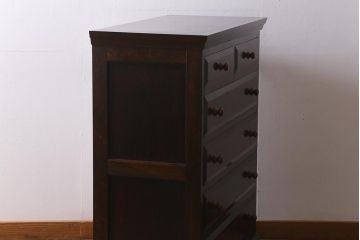 ビンテージ家具　松本民芸家具　シンプルな中に上品さがある#46型ベビータンス(チェスト、引き出し)(定価約30万円)(R-039513)