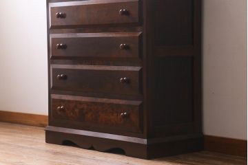 ビンテージ家具　松本民芸家具　シンプルな中に上品さがある#46型ベビータンス(チェスト、引き出し)(定価約30万円)(R-039513)