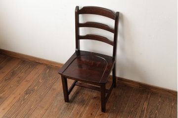 中古　北海道民芸家具　HM620　滑らかな木肌が上品なラダーバックチェア(椅子、ダイニングチェア)(R-039516)