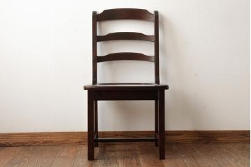 中古　北海道民芸家具　HM620　滑らかな木肌が上品なラダーバックチェア(椅子、ダイニングチェア)(R-039517)
