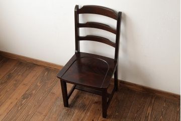 中古　北海道民芸家具　HM620　滑らかな木肌が上品なラダーバックチェア(椅子、ダイニングチェア)(R-039517)