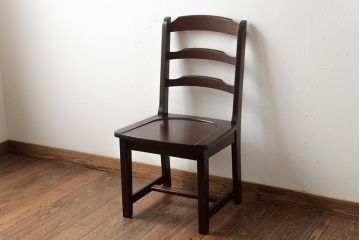 中古　北海道民芸家具　HM620　滑らかな木肌が上品なラダーバックチェア(椅子、ダイニングチェア)(R-039518)