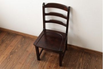 中古　北海道民芸家具　HM620　滑らかな木肌が上品なラダーバックチェア(椅子、ダイニングチェア)(R-039518)