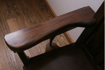 中古　松本民芸家具　2人掛け　シックなデザインの羽根付ベンチ(長椅子、二人掛けベンチ)(R-039522)