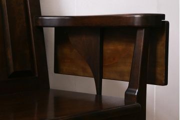 中古　松本民芸家具　2人掛け　シックなデザインの羽根付ベンチ(長椅子、二人掛けベンチ)(R-039522)