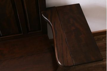 中古　松本民芸家具　2人掛け　シックなデザインの羽根付ベンチ(長椅子、二人掛けベンチ)(R-039522)