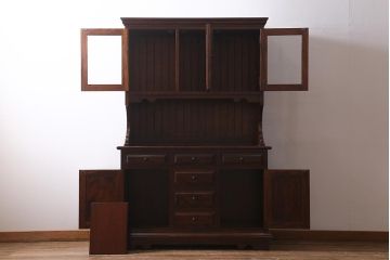 中古　九州民芸家具　上品さと高級感あふれる佇まいが魅力の食器棚(定価約68万円)(収納棚、カップボード)(R-039525)