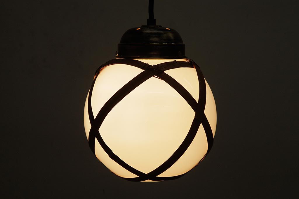 アンティーク家具　和製アンティーク　昭和初期　レア!竹巻が目を引く天井照明(ペンダントライト、吊り下げ照明)(R-039529)