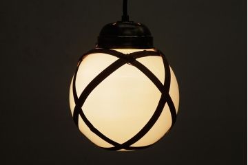 アンティーク家具　和製アンティーク　昭和初期　レア!竹巻が目を引く天井照明(ペンダントライト、吊り下げ照明)(R-039529)