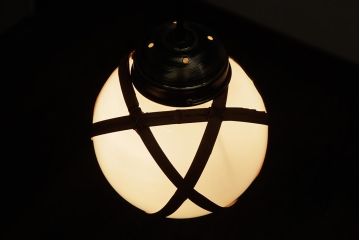 アンティーク家具　和製アンティーク　昭和初期　レア!竹巻が目を引く天井照明(ペンダントライト、吊り下げ照明)(R-039529)