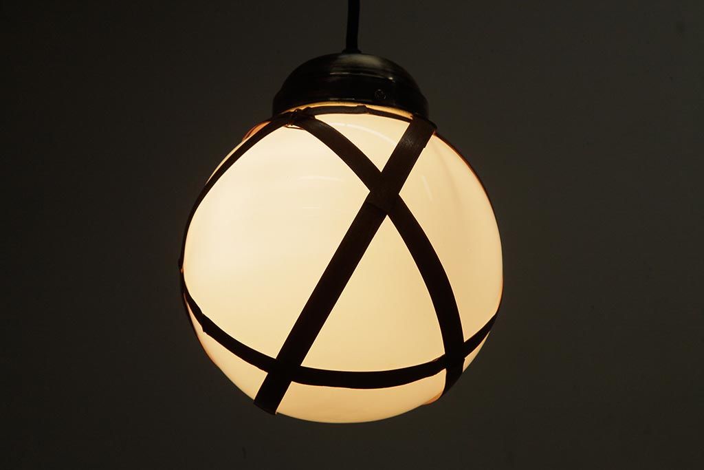 アンティーク家具　和製アンティーク　昭和初期　レア!竹巻が目を引く天井照明(ペンダントライト、吊り下げ照明)(R-039529)