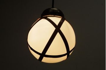 アンティーク家具　和製アンティーク　昭和初期　レア!竹巻が目を引く天井照明(ペンダントライト、吊り下げ照明)(R-039529)