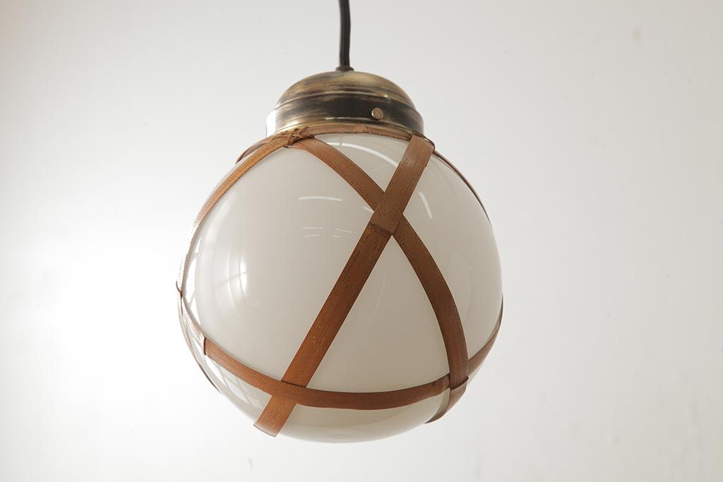 アンティーク家具　和製アンティーク　昭和初期　レア!竹巻が目を引く天井照明(ペンダントライト、吊り下げ照明)(R-039529)