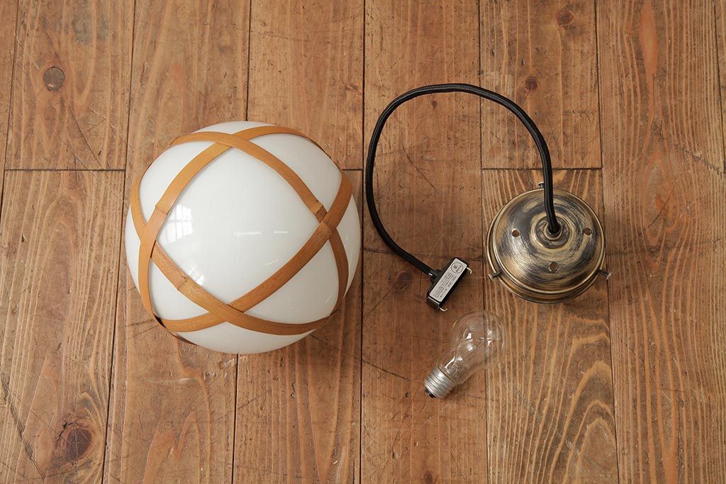 アンティーク家具　和製アンティーク　昭和初期　レア!竹巻が目を引く天井照明(ペンダントライト、吊り下げ照明)(R-039529)