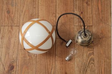 アンティーク家具　和製アンティーク　昭和初期　レア!竹巻が目を引く天井照明(ペンダントライト、吊り下げ照明)(R-039529)