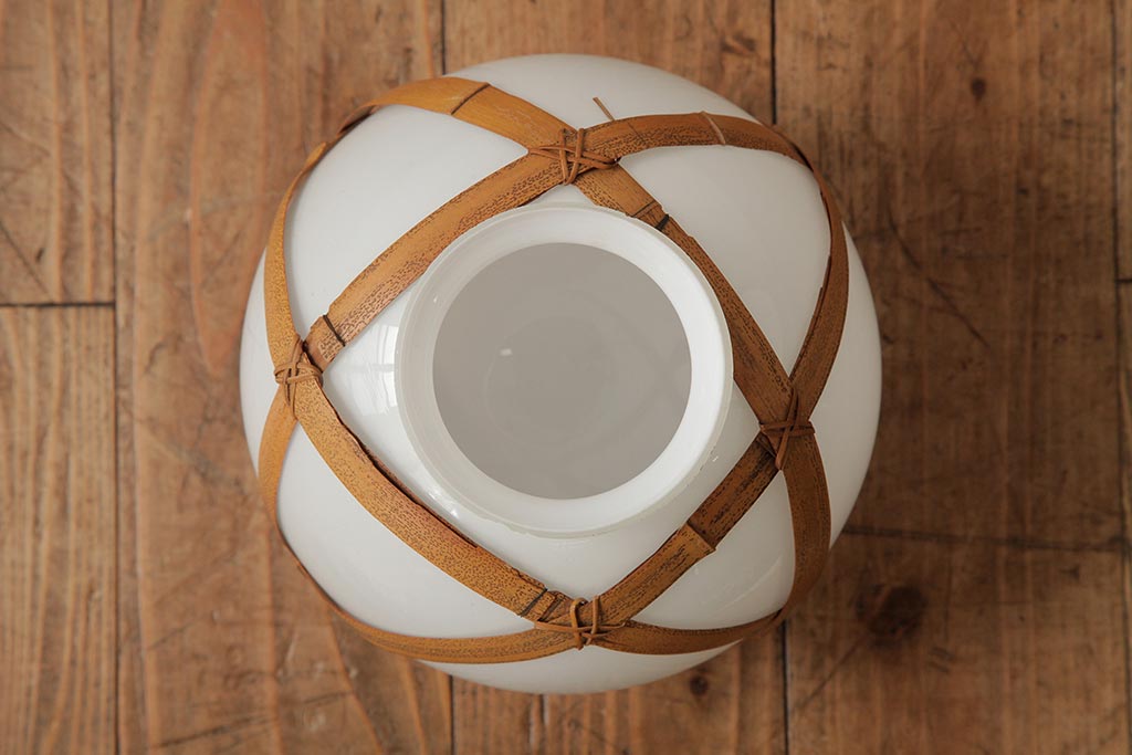 アンティーク家具　和製アンティーク　昭和初期　レア!竹巻が目を引く天井照明(ペンダントライト、吊り下げ照明)(R-039529)