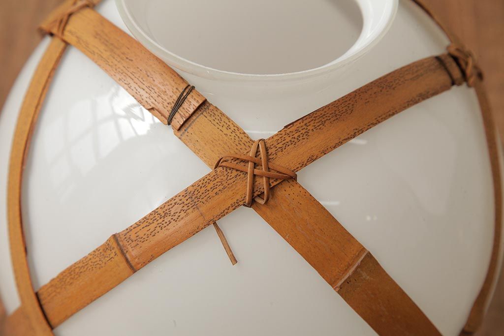 アンティーク家具　和製アンティーク　昭和初期　レア!竹巻が目を引く天井照明(ペンダントライト、吊り下げ照明)(R-039529)