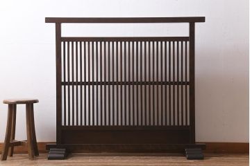 中古　松本民芸家具　直線的なデザインが美しいモダンなC型衝立(つい立て、パーテーション)(定価約14万円)(R-039539)