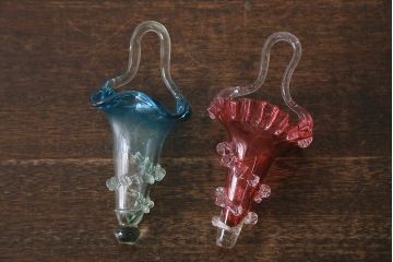 フランスアンティーク　ビクトリア朝　glass Epergne　ワセリンガラス　華やかなガラス製のセンターピース(テーブルウェア、オブジェ)(R-039549)